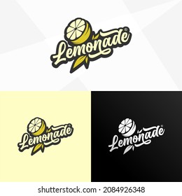 Lemon fruit emblem logo design. Lemon fruit fresh colorful logo vector design. Healthy Fruit design with modern style. Lemon slice citrus flat vector logo.