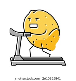 lemon fruit fitness character color icon vector. lemon fruit fitness character sign. isolated symbol illustration