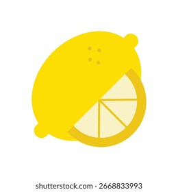 Lemon Fruit Flat Color Icon: Citrus and Fresh Produce
