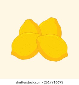 Lemon fruit flat design cartoon icon illustration
