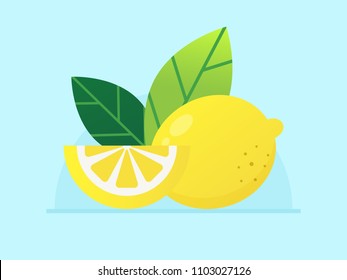 Lemon Fruit. Flat Design Style. 