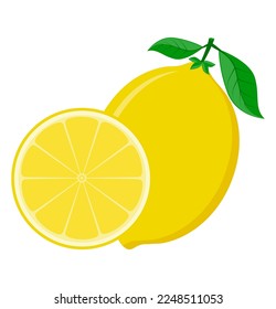 lemon fruit food flat icon vector illustration isolated on white background