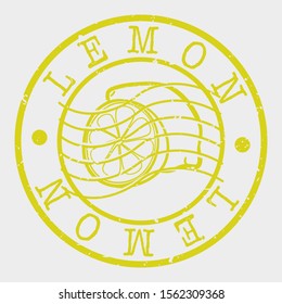 Lemon Fruit Food Stamp Postal. Doodle Silhouette Seal. Round Design. Juice Vector Icon. Design Retro Taste Flavor.