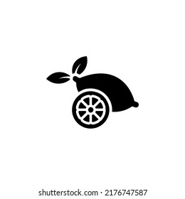 Lemon Fruit With Glyph Icon Illustration