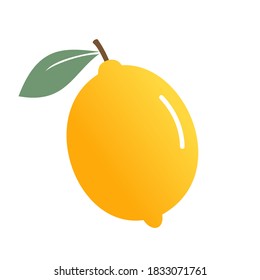 Lemon fruit with green leaf icon on white background vector illustration.