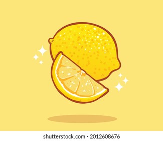 Lemon fruit hand drawn cartoon art illustration