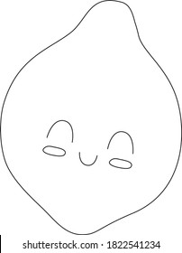 Lemon fruit happy face . coloring page