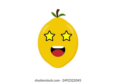 Lemon fruit icon emoji vector illustration. Illustration Lemon isolated on white backgrounds