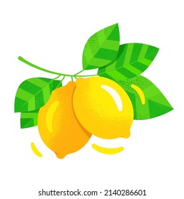 Lemon fruit icon isolated on white background. Vector flat illustration. Lemon logo design.