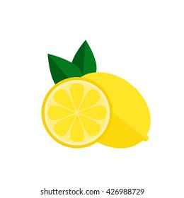 Lemon fruit icon. Lemon icon isolated on white background. Flat style vector illustration.