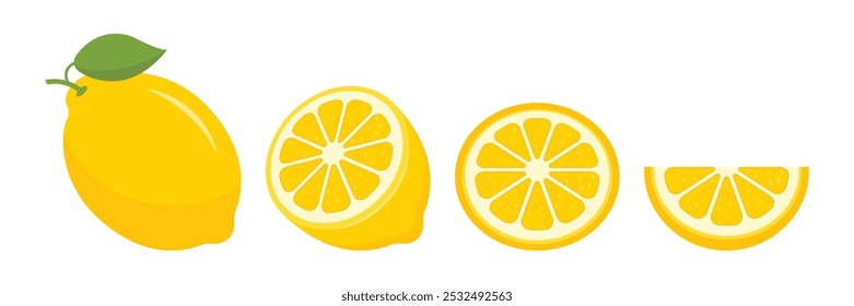 Lemon fruit icon set in flat style. Organic fruits vector illustration on isolated background. Vitamin C food sign business concept.