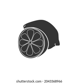 Lemon Fruit Icon Silhouette Illustration. Food Citrus Vector Graphic Pictogram Symbol Clip Art. Doodle Sketch Black Sign.