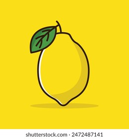 Lemon fruit icon vector art illustration