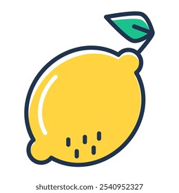 Lemon fruit icon vector isolated. Line symbol of yellow citrus fruit. Juicy, full of vitamins, lemon. Organic nutrition.