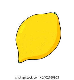 Lemon fruit isolated. Simple flat icon in doodle style. Fresh food background for menus, recipes, restaurant.