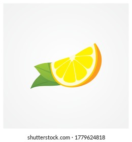 Lemon fruit with leaf. Graphic asset of fruit citrus with pieces or slices.