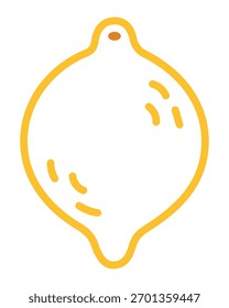 Arte de linha de fruta de limão com contorno de cor arrojada. Página de coloração fácil para crianças pequenas e projetos de berçário. Imagem vetorial isolada de desenhos animados para livros educativos, jogos ou atividades de aprendizagem