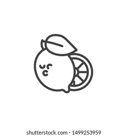 Lemon fruit line icon. linear style sign for mobile concept and web design. Lemon whole and slice outline vector icon. Symbol, logo illustration. Vector graphics