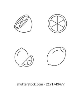 Lemon fruit line outline icon