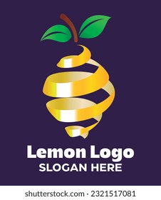 Lemon Fruit Logo Ribbon Concept Stock-Vektorgrafik.