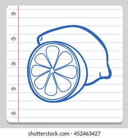 Lemon Fruit Notebook School Doodle Icons Hand Made vector illustration sketch.
