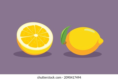 Lemon Fruit on Purple Background Vector Illustration
Tropical exotic citrus colorful design for mock-up 
