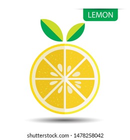 Lemon, fruit on white background. Flat design style. vector illustration.