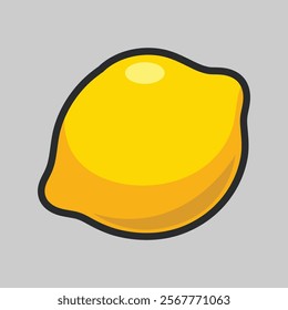 lemon fruit with outline flat vector design.