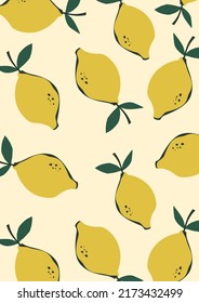 lemon fruit pattern background vector illustration