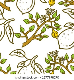 Lemon Fruit Pattern Seamless Vector Template