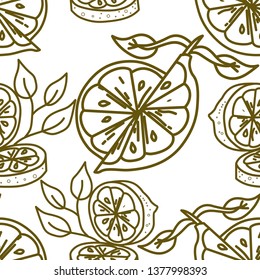 Lemon Fruit Pattern Seamless Vector Template