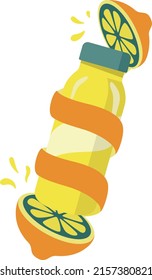 lemon fruit, peels skin, Beverage bottle, vector