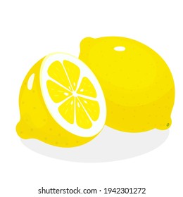 Lemon fruit print, summer ciitrus food background. Vector illustration.