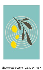 Lemon Fruit Scandinavian Wall Art Decoration. Printable Lemon Wall Decor. Abstract Botanical Lemon Wall Decor Poster