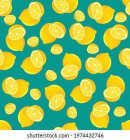 Lemon fruit seamless pattern, abstract repeated background. For paper, cover, fabric, gift wrap, wall art, interior décor. Simple surface pattern design. Vector. Illustration