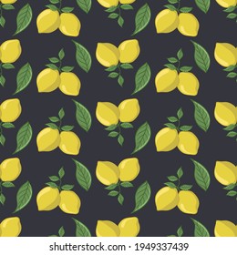 lemon fruit seamless pattern background vector