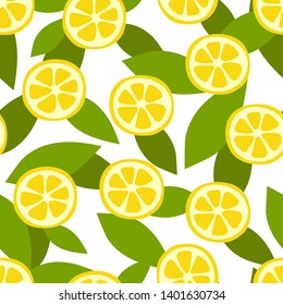Lemon fruit seamless pattern. Fashion design. Food print for kitchen tablecloth, curtain or dishcloth. Hand drawn doodle wallpaper. Vector citrus sketch background