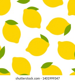 Lemon fruit seamless pattern. Fashion design. Food print for kitchen tablecloth, curtain or dishcloth. Hand drawn doodle wallpaper. Vector citrus sketch background