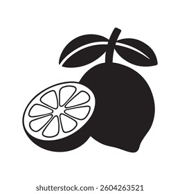 lemon fruit silhouette vector icon art design on white background
