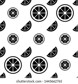 Lemon Fruit Slice Seamless Pattern Vector Art Illustration