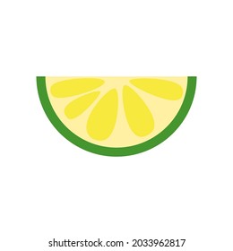 Lemon fruit slice yellow. Fresh sour icon. Vector illustration cartoon flat