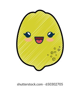 lemon fruit smiley cartoon