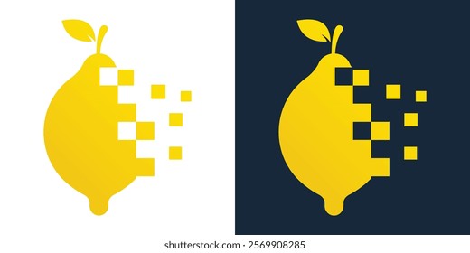 lemon fruit technology data technology logo vector abstract