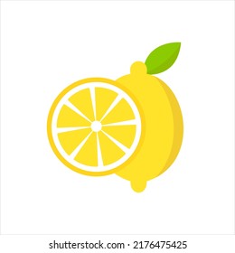 Lemon fruit vector icon in color. EPS 10. Citrus. Sour vitamin illustration. Isolated on white. Refreshing symbol. For topics like freshness, detox, brochures, banner, restaurant menu and market.
