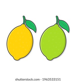 Lemon Fruit Vector Icon Illustration. Whole Lemon Flat Icon