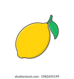 Lemon Fruit Vector Icon Illustration. Whole Of Lemon Flat Icon