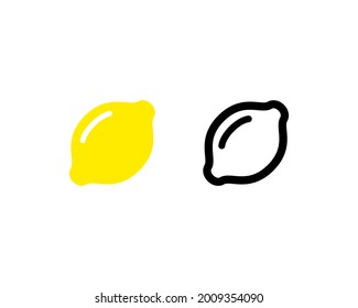 Lemon fruit vector icons. Limon symbol. Outline and color option Vector EPS 10