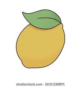 Lemon fruit vector illustration with transparent background.