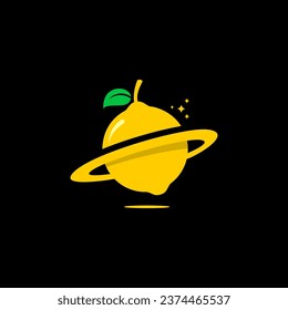 lemon fruit vector, fruit planet logo