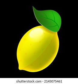 Lemon fruit whole sour fresh, yellow peel. Vector illustration machine slot icon cartoon